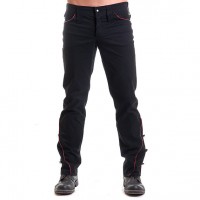 Black cotton military male pants red Piping goth studs 
